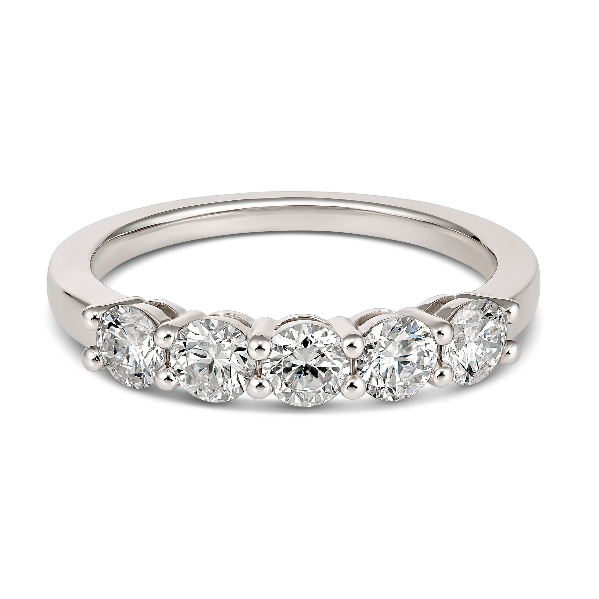 18CT White Gold Band with 5 Sparkling Diamonds