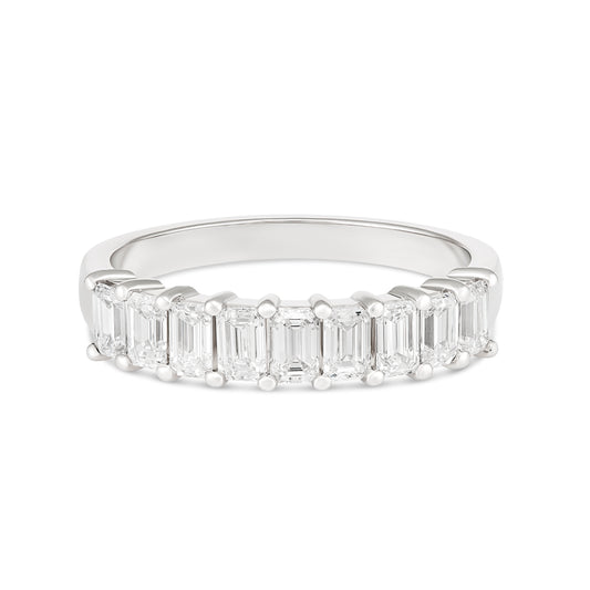 9 Emerald Cut Diamonds in 18CT White Gold Claw-Set Ring