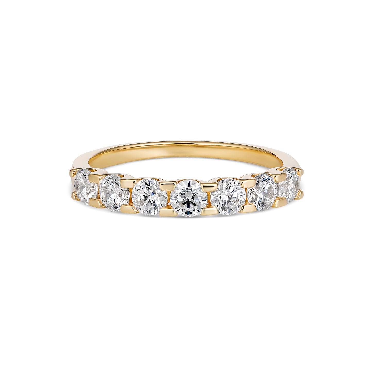 Sleek 18CT Yellow Gold Ring with 7 Brilliant Diamonds