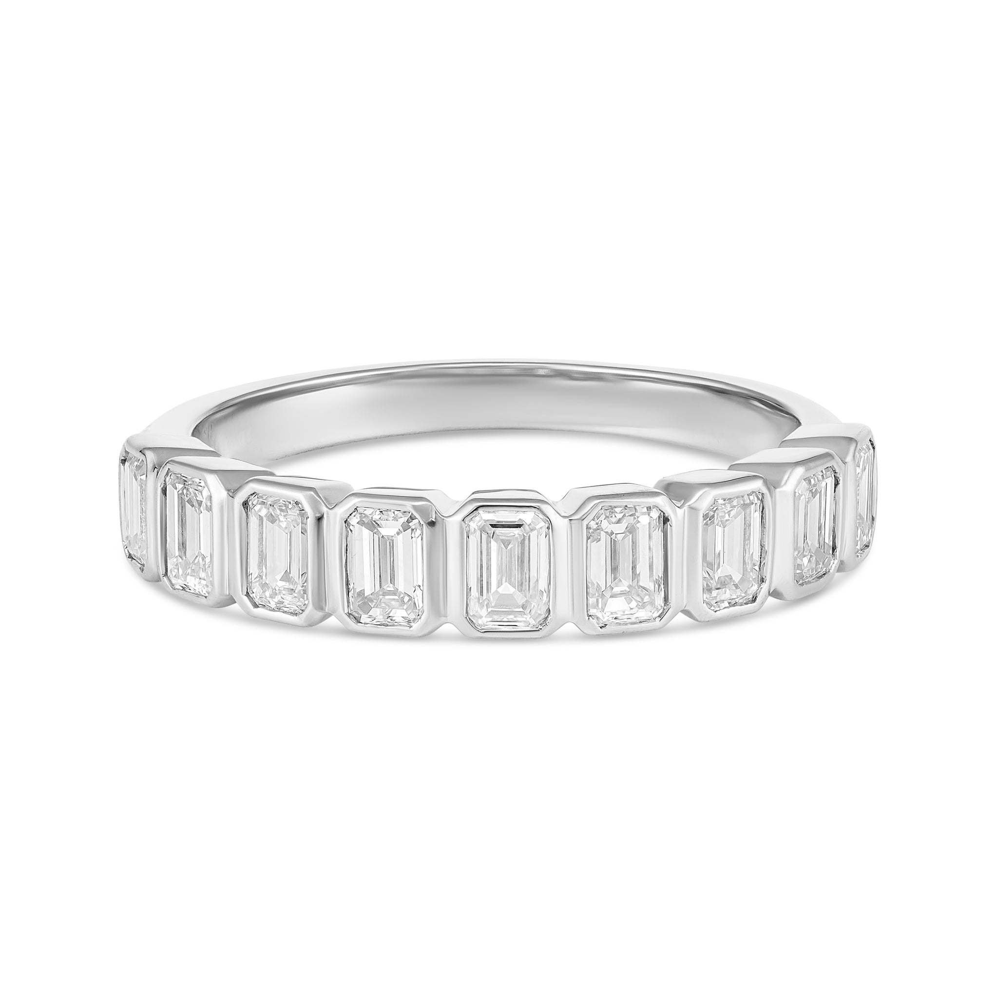 18CT White Gold Emerald Cut Diamond Wedding Ring