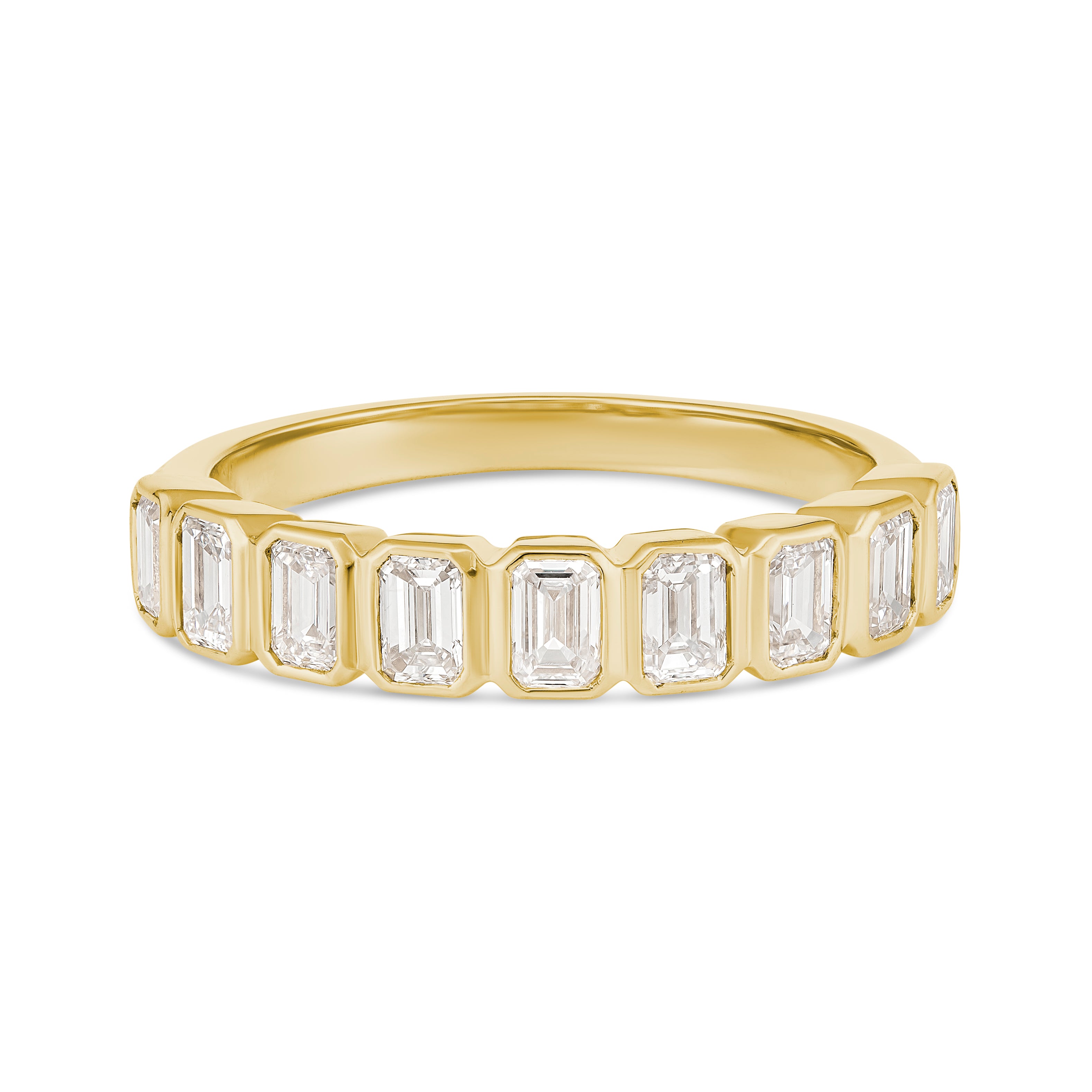 Chic 18CT Yellow Gold Bezel-Set Emerald Cut Diamond Ring