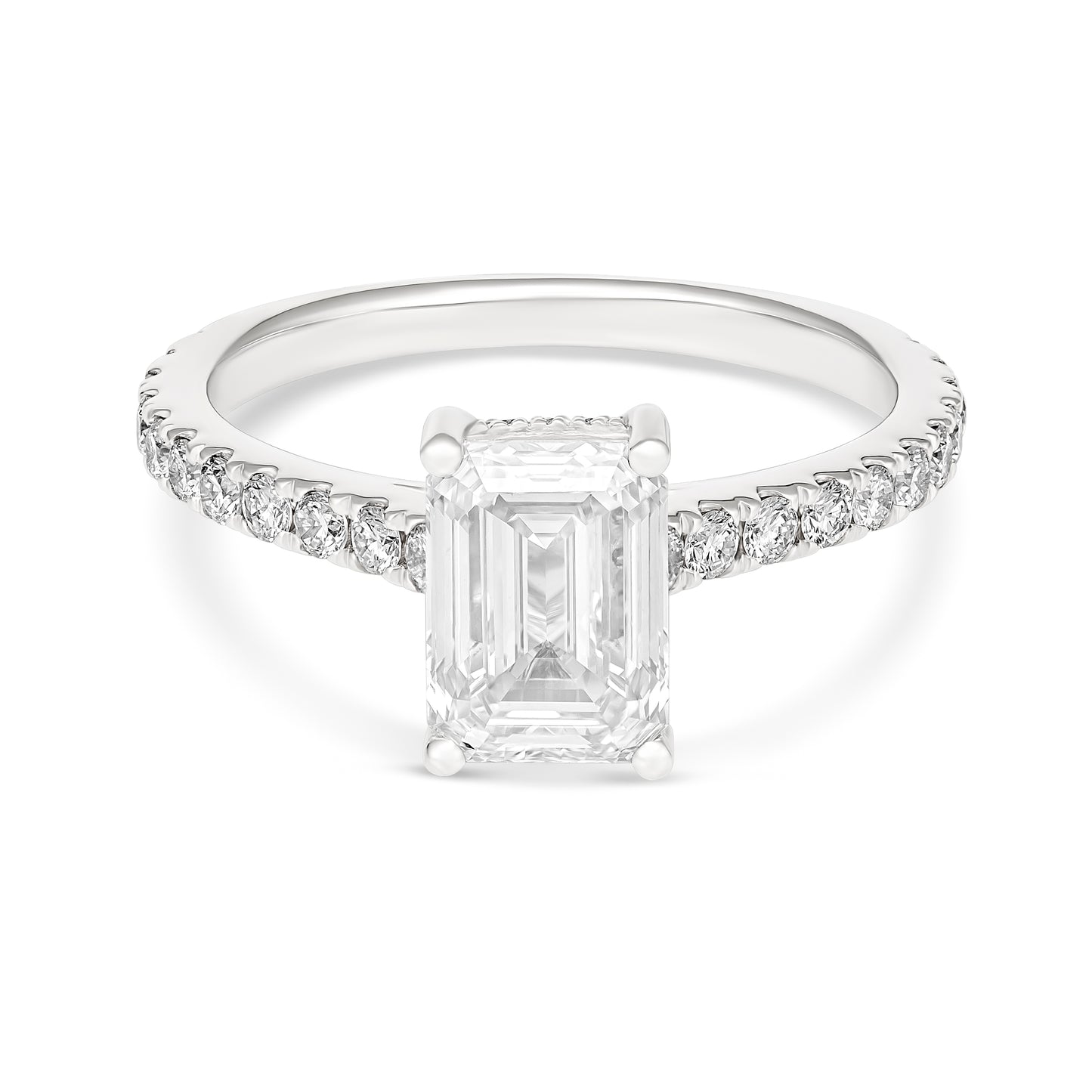 Classic 18CT White Gold Emerald Cut Diamond Solitaire Ring