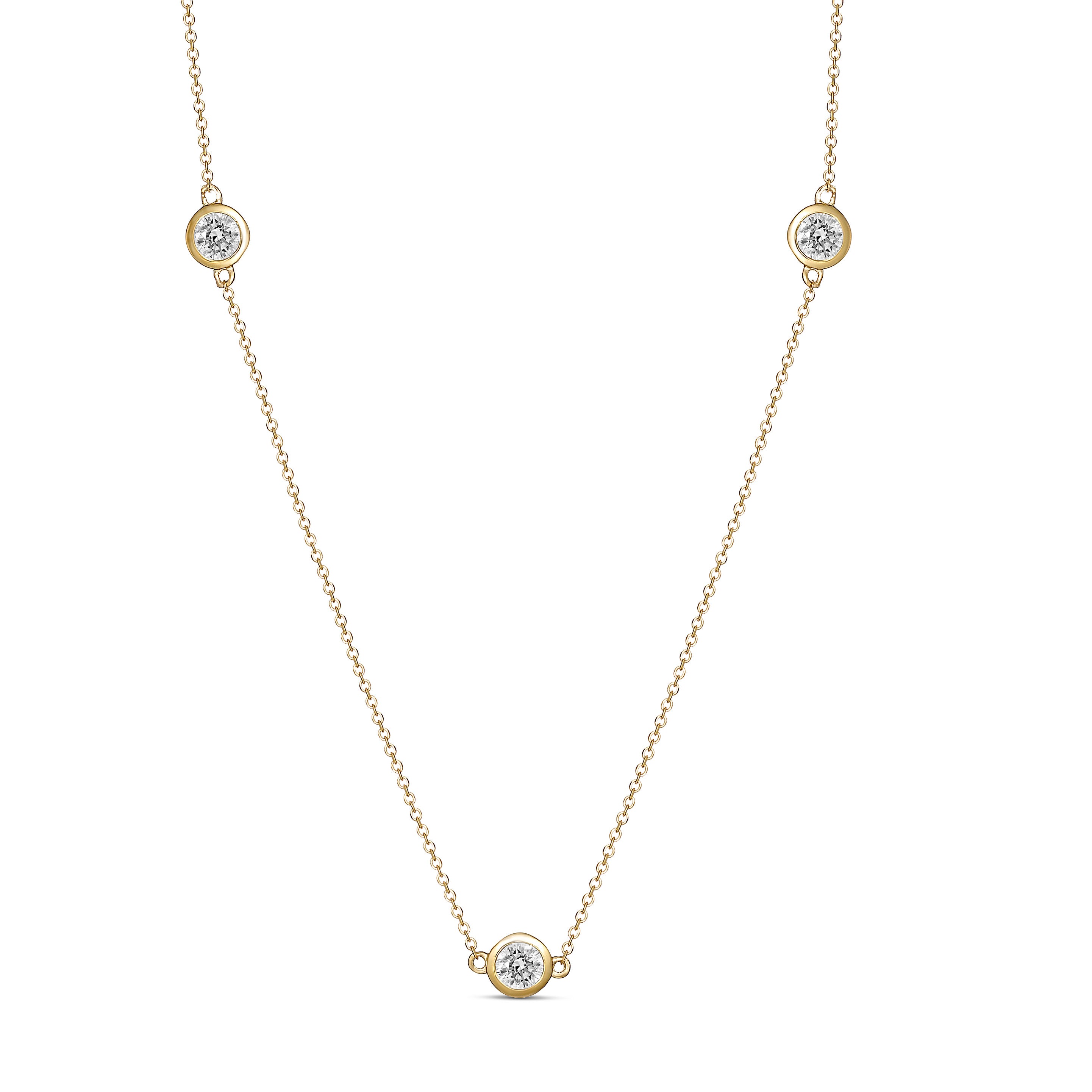 Alluring 9CT Yellow Gold 7 Cubic Zirconia Stone Necklace