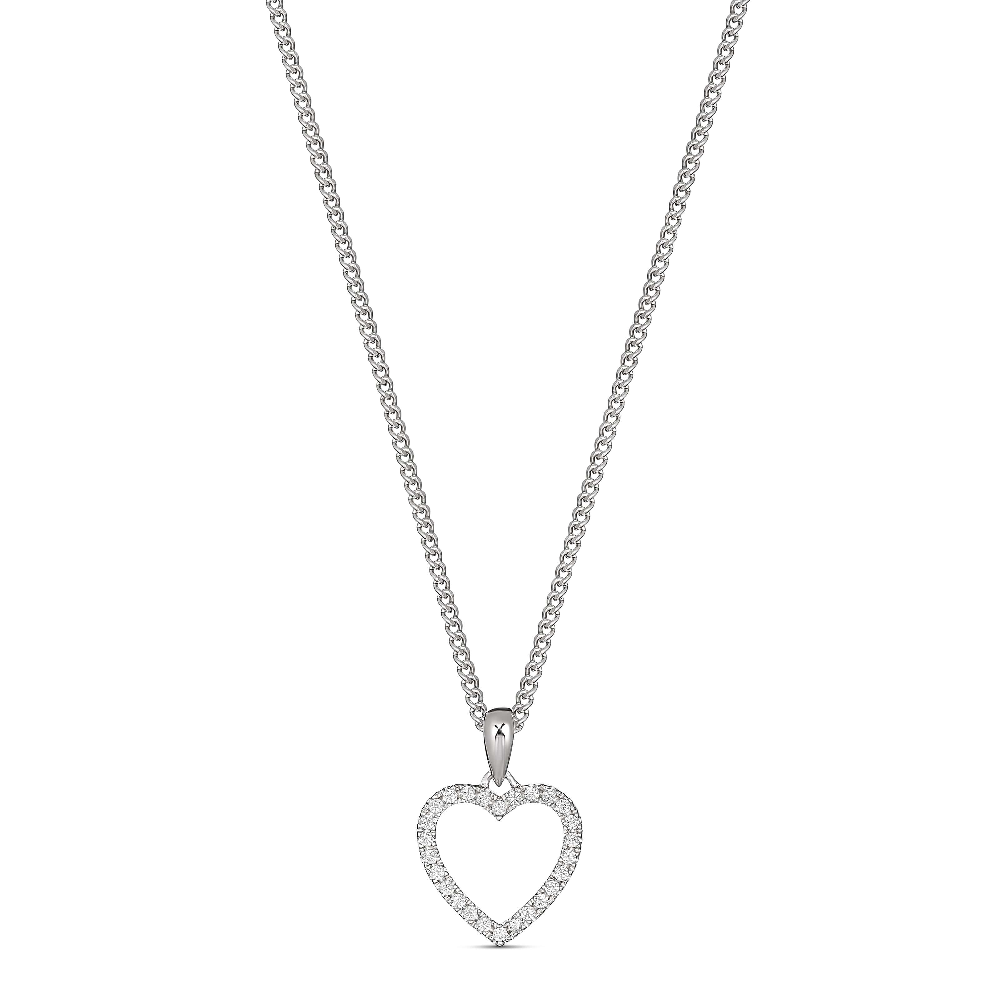 Refined 9CT White Gold Open Heart Cubic Zirconia Necklace