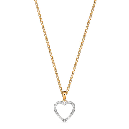 9CT Yellow Gold Open Heart Cubic Zirconia  Pendant Necklace