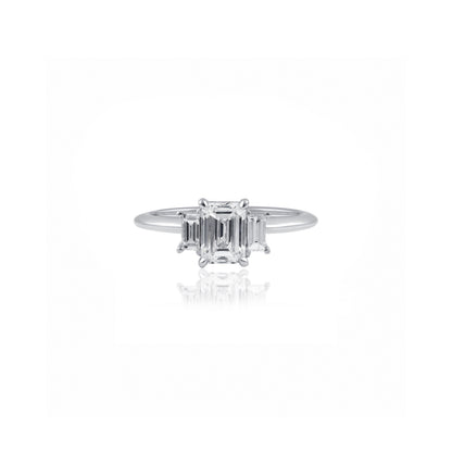 Platinum Emerald Trilogy Ring