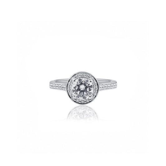 1ct Round Halo Engagement Ring in Platinum