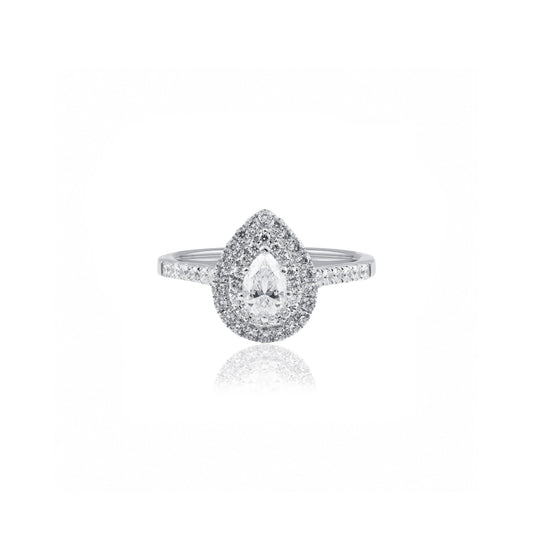 Platinum Pear Double Halo Engagement Ring
