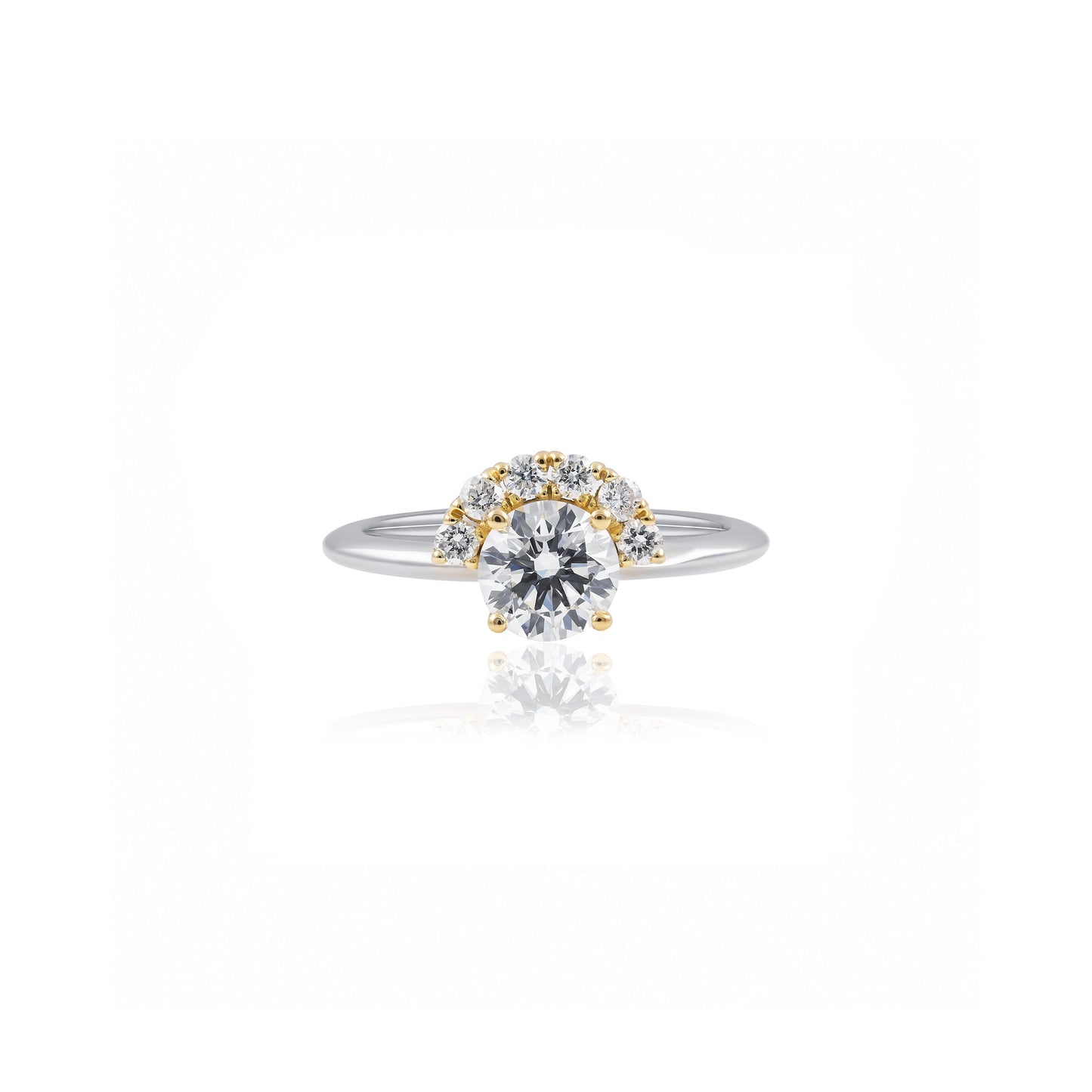 Platinum & 18ct Yellow Gold 0.93ct Lab Grown Diamond Half Moon Solitaire Ring