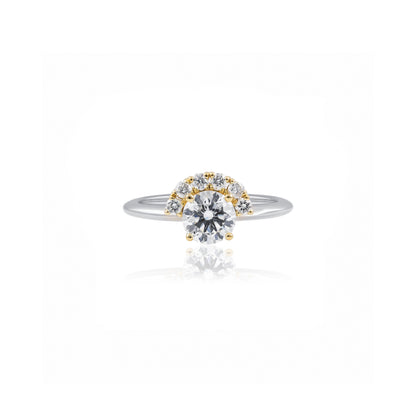 Platinum & 18ct Yellow Gold 0.93ct Lab Grown Diamond Half Moon Solitaire Ring