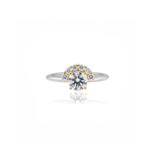 Platinum & 18ct Yellow Gold 0.93ct Lab Grown Diamond Half Moon Solitaire Ring