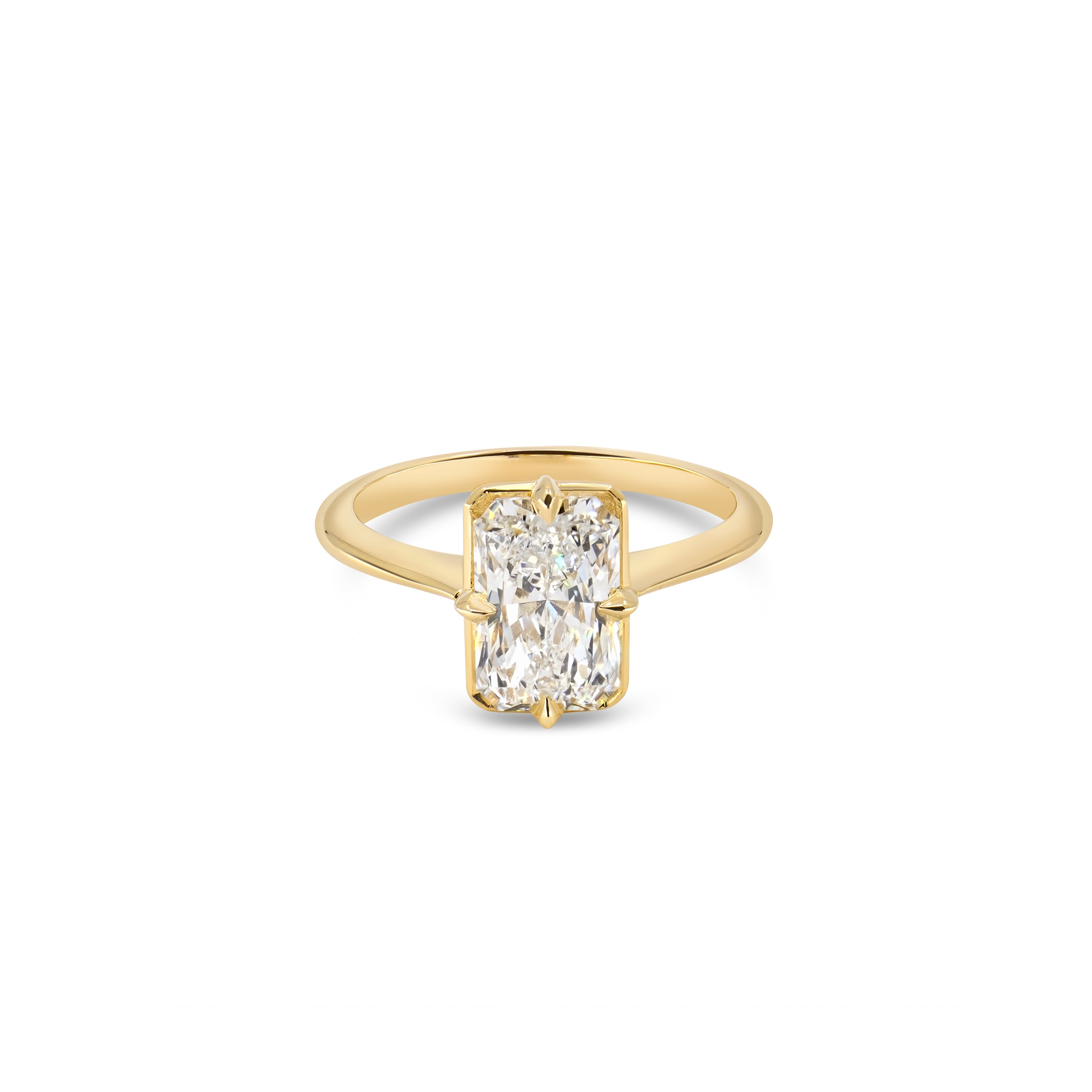 2ct Antique Inspired Compass Set Radiant Diamond Engagement Ring