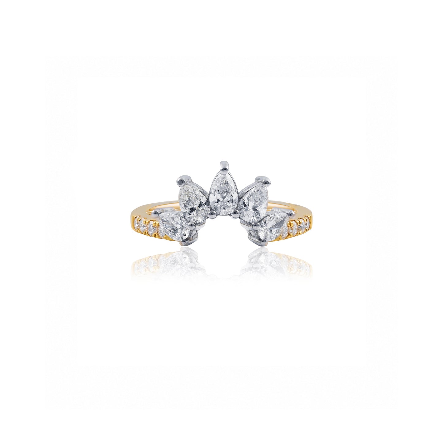 Ray of Sunshine 18ct Yellow Gold & Platinum Pear Diamond Ring