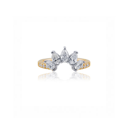 Ray of Sunshine 18ct Yellow Gold & Platinum Pear Diamond Ring