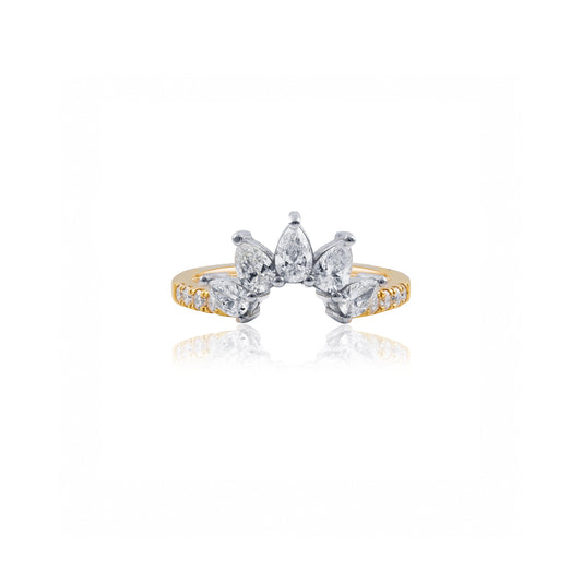 Ray of Sunshine 18ct Yellow Gold & Platinum Pear Diamond Ring