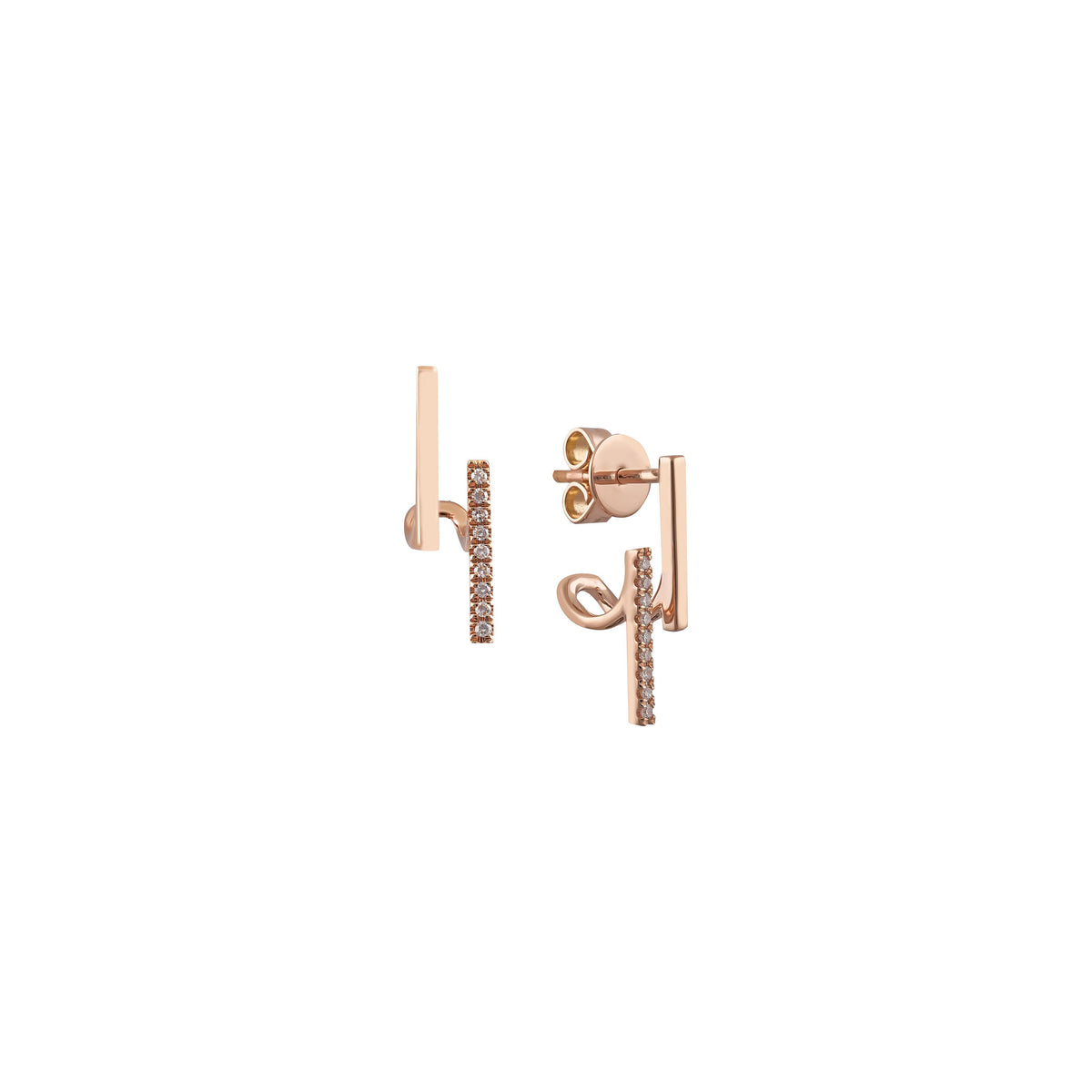 Rose Gold Diamond Ear Hugger Stud Earrings