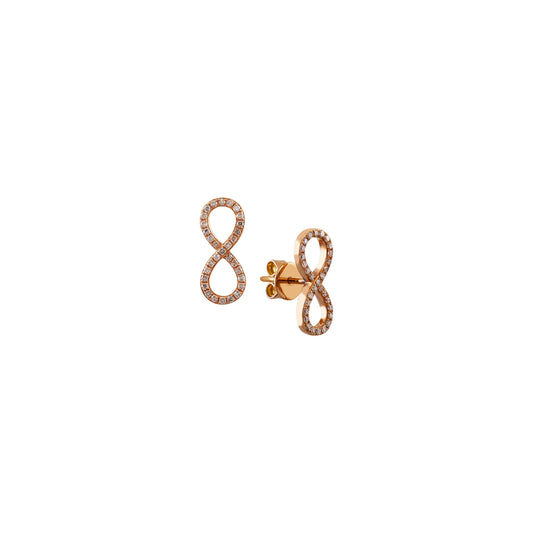 Rose Gold Infinity Diamond Stud Earrings
