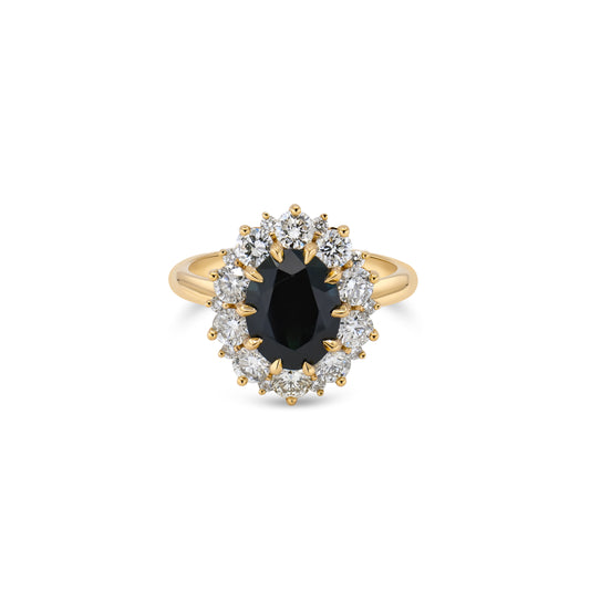 2.90ct Oval Australian Sapphire Antique Halo Ring