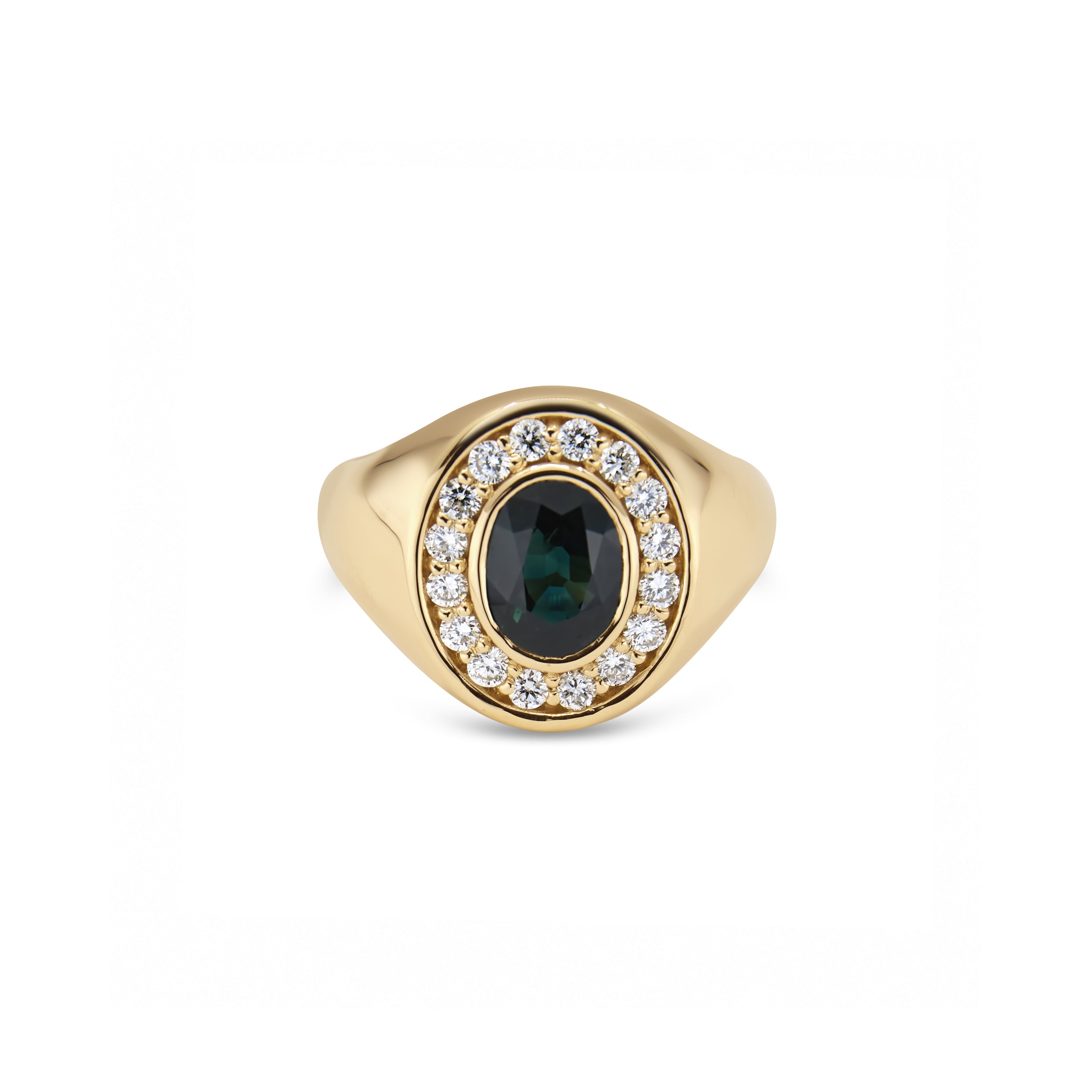 Men's Australian Teal Sapphire Signet Ring