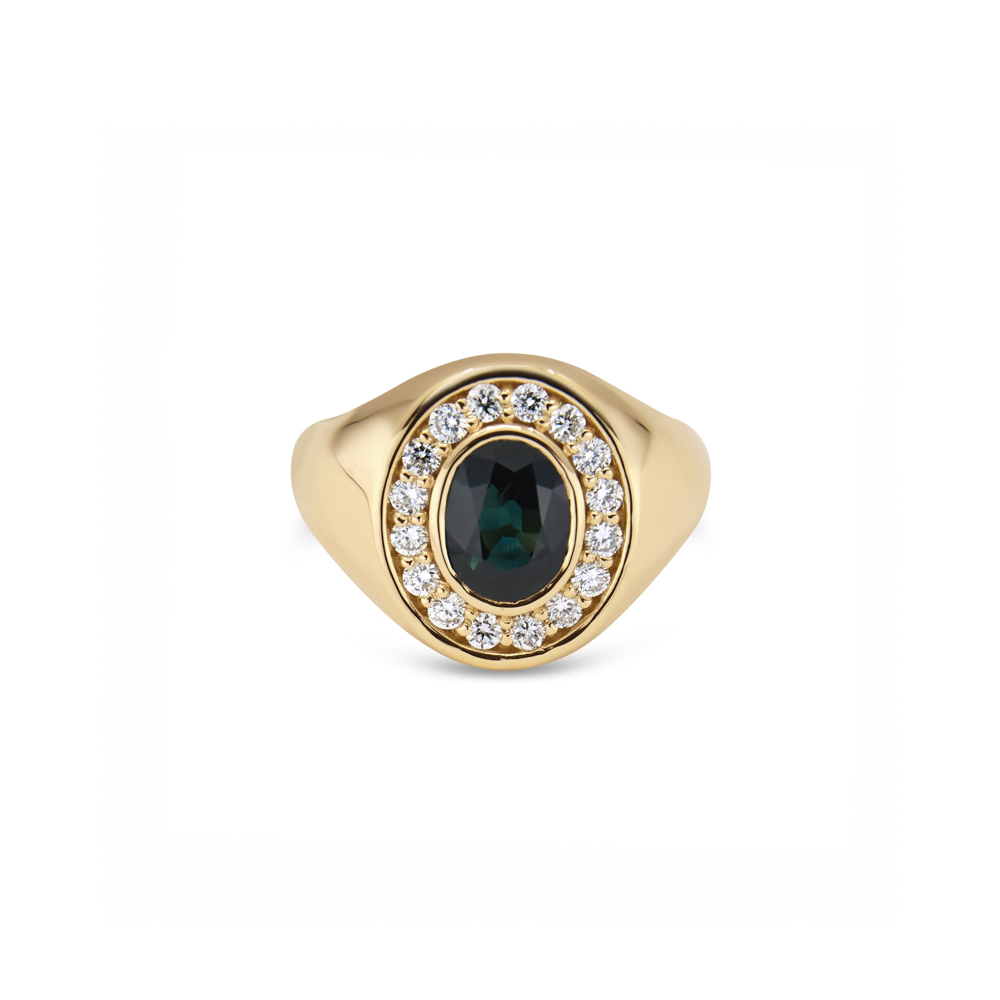 Men's Australian Teal Sapphire Signet Ring