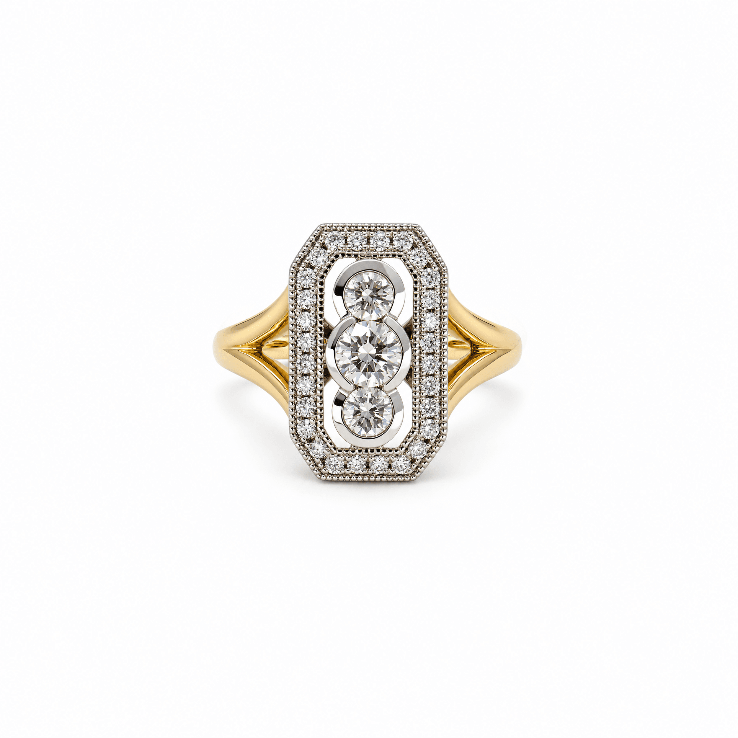 0.86cttw Art Deco Geometric Diamond Statement Ring