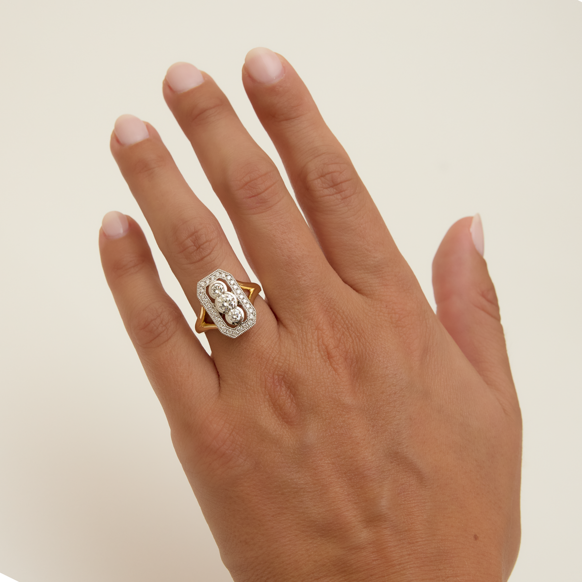 0.86cttw Art Deco Geometric Diamond Statement Ring