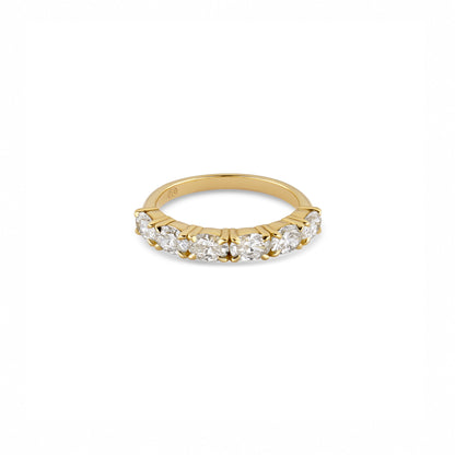 Gold ring with east-west set oval diamonds 