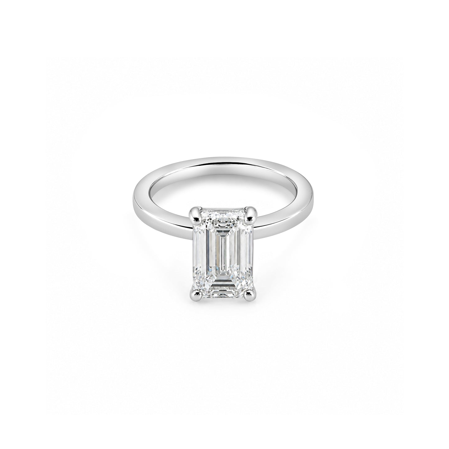 2ct Emerald Solitaire Square Edge Band