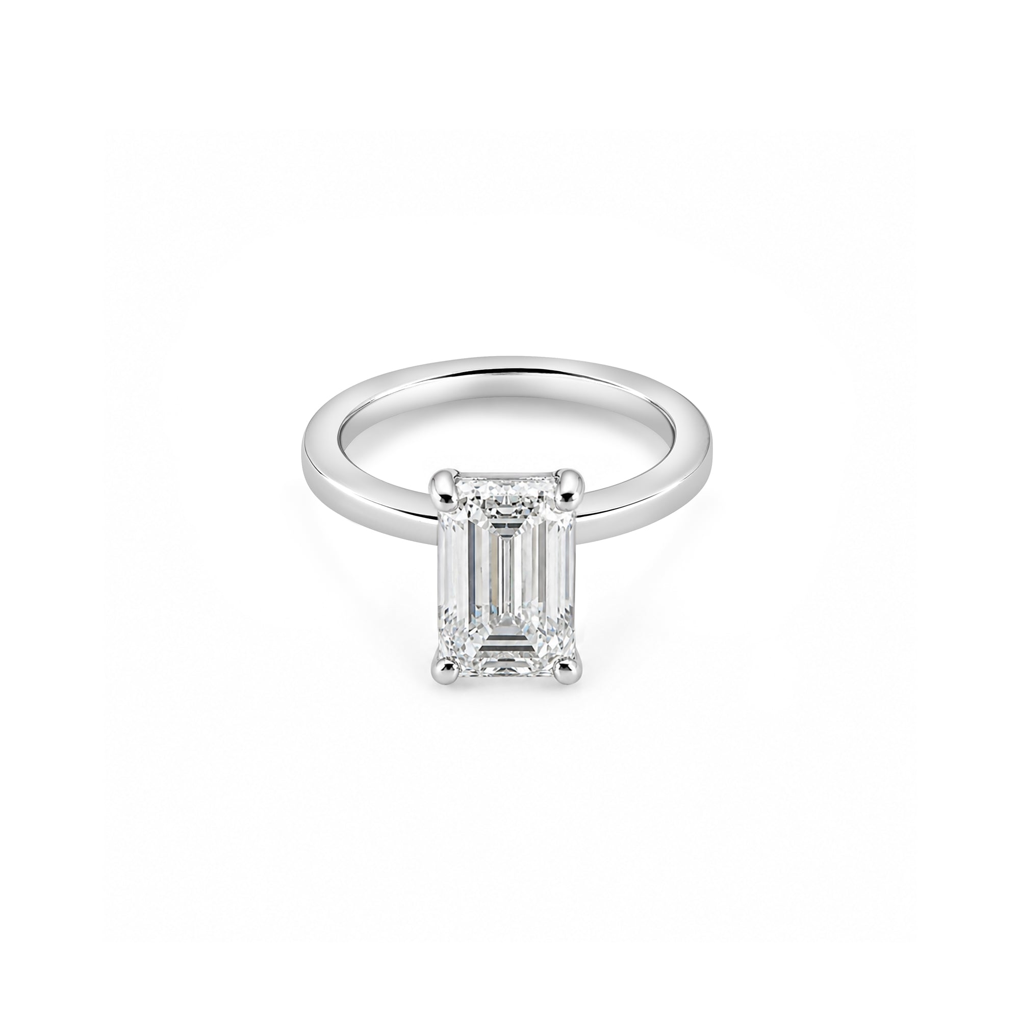 2ct Emerald Solitaire Square Edge Band