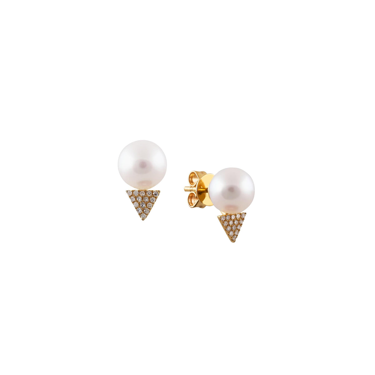 14ct Yellow Gold Diamond &amp; South Sea Pearl Stud Earrings