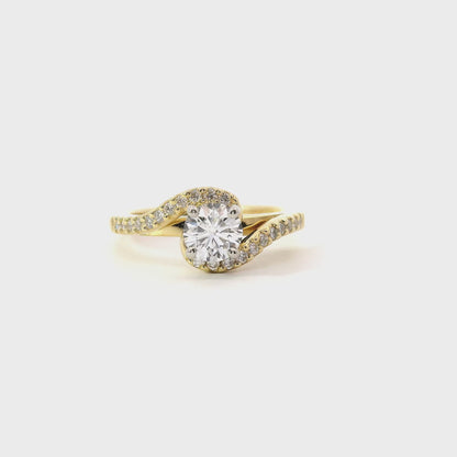 Yellow Gold and Platinum Wrap-Around Lab-Grown Diamond Engagement Ring