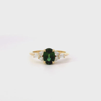 Green Sapphire and Diamond Ring