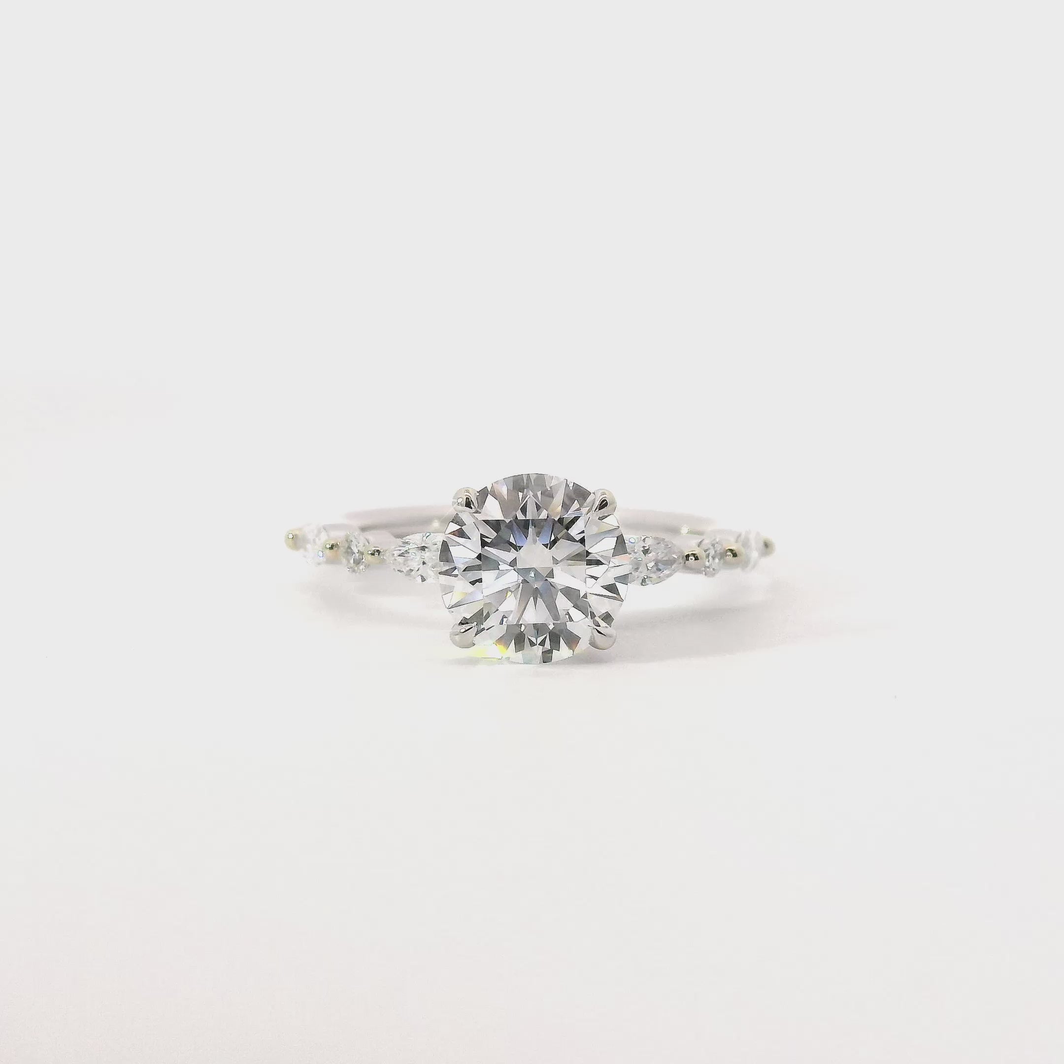 Diamond Claw Engagement Ring with Marquise and Round Diamonds