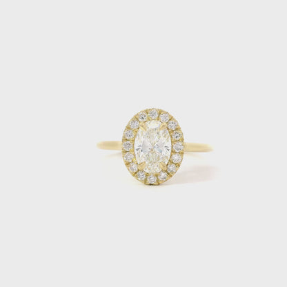 Yellow Gold Halo Engagement Ring with Lab-Grown Diamonds