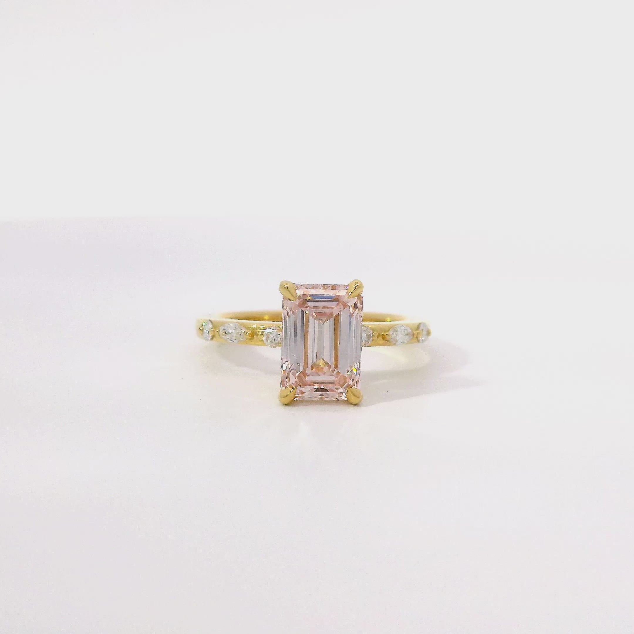 1.5ct Pink Lab-Grown Emerald Cut Diamond Engagement Ring