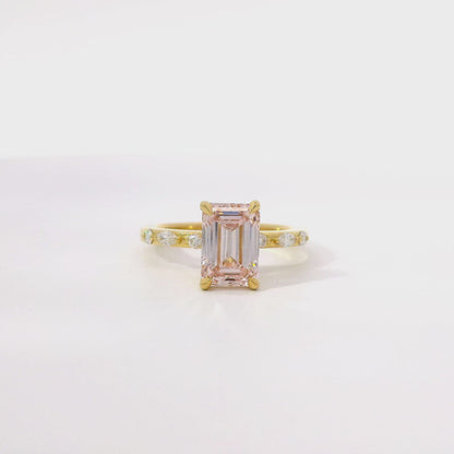 Yellow Gold Engagement Ring with Pink Lab-Grown Diamond