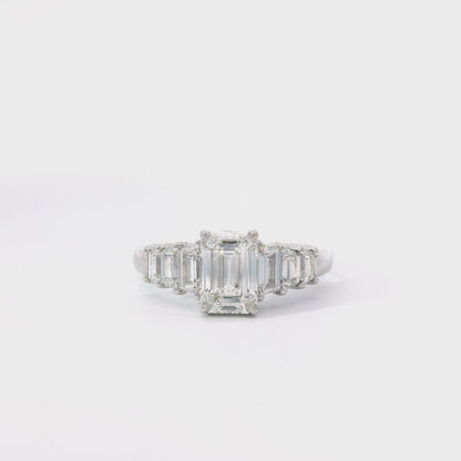 White Gold Ring with Emerald-Cut Diamond