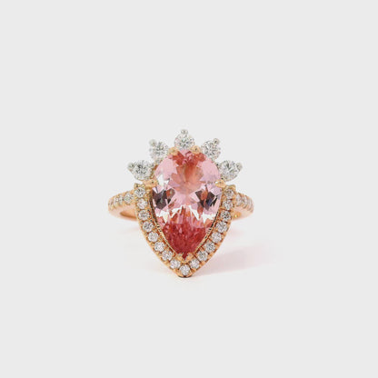 2.7ct Pear-Shaped Morganite and Diamond Ring Set in 18ct Rose Gold and Platinum