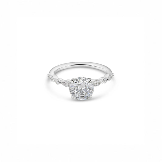 1.5ct Round Engagement Ring with Marquise & Round Accents