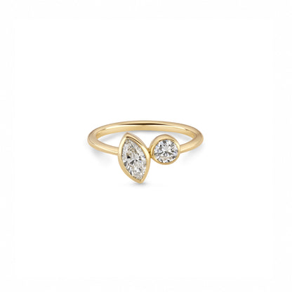 0.77cttw Marquise & Round Toi et Moi Ring