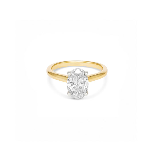 Two-Tone 2ct Oval Diamond Solitaire With A Hidden Halo