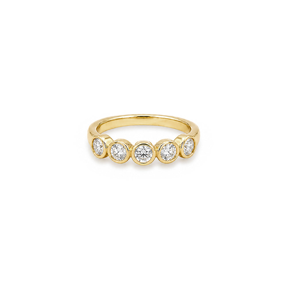 Round Bezel Set Diamond Wedding Band