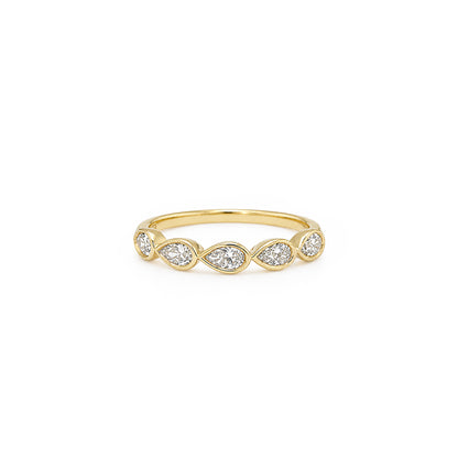 East-West Pear Bezel Set Diamond Wedding Ring