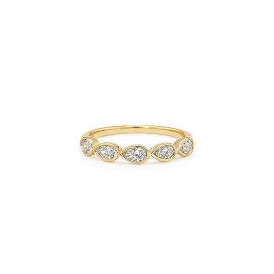 East-West Pear Bezel Set Diamond Wedding Ring